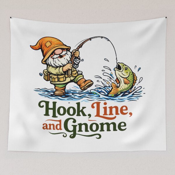 Item preview, Hook, Line, and Gnome – Funny Fishing Gnome Illustration designed and sold by Moriarty's Digital Visions.