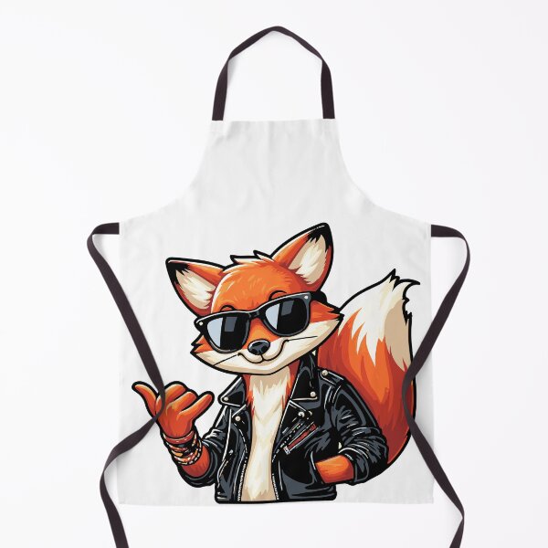 Item preview, Relaxed fox dressed in black leather jacket making shaka with paw designed and sold by ArtEmotionsImages.