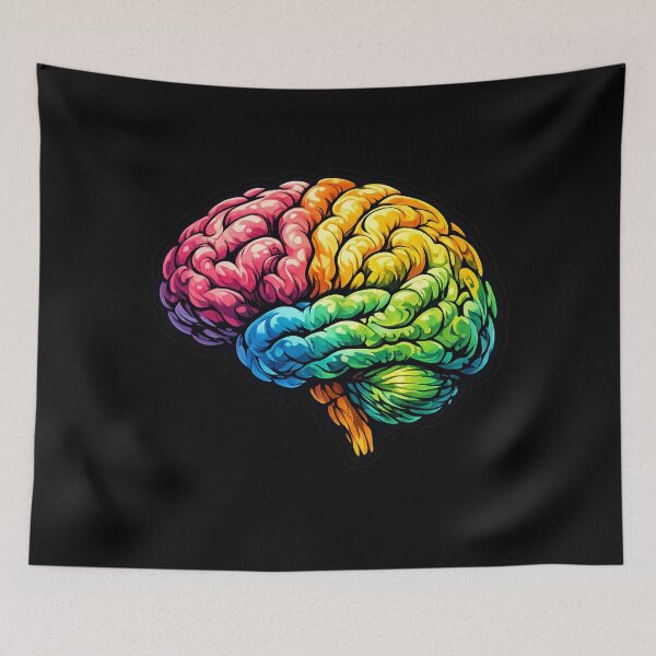 Item preview, Psychedelic Artistic Brain, Colorful Brain Art, Creative Neuroscience Sticker designed and sold by DrizzyV.