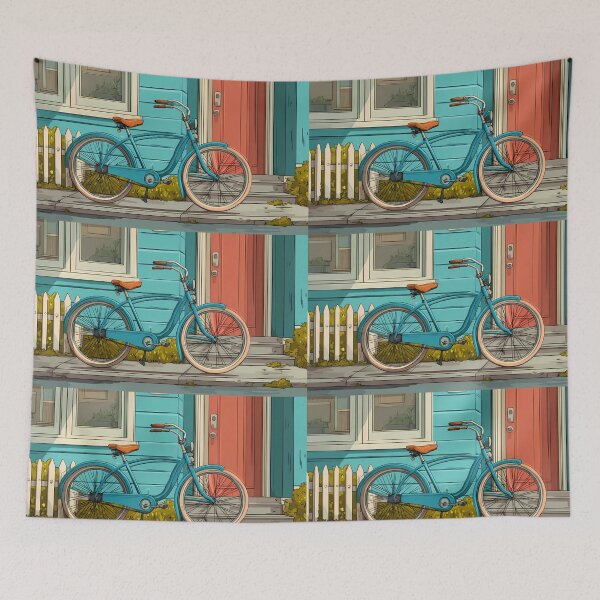 Item preview, Old Bike Landscapes Whimsical Characters Colorful Art Design designed and sold by ART ATTACK ZONE.