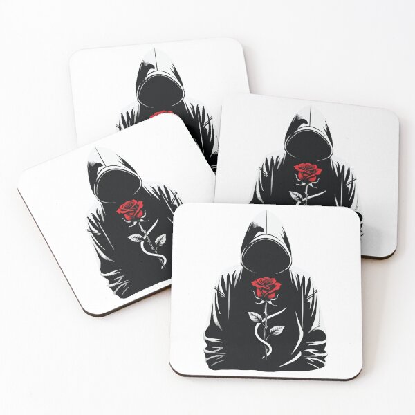 Item preview, Mysterious Hooded Figure with Red Rose – Dark Love Art Design designed and sold by OuSfian1.