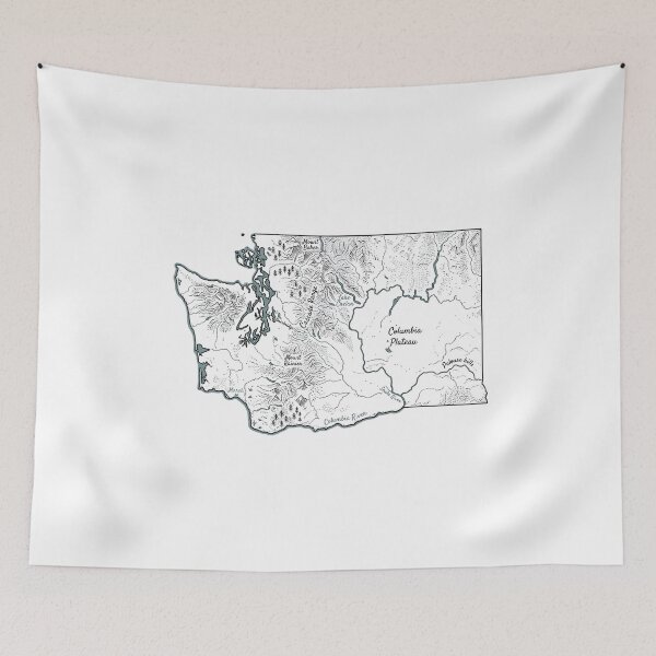 Item preview, Washington Illustrated Map – Hand-Drawn Rivers & Nature Adventure Sketch designed and sold by Paper Drip.