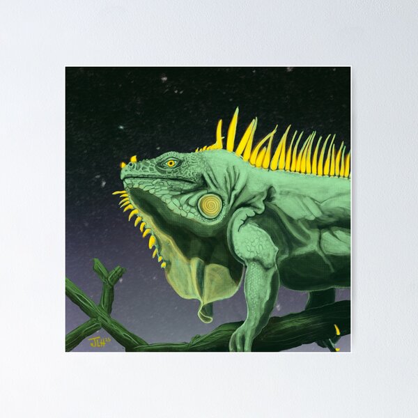 Item preview, Green Iguana Art Print, Realistic Reptile Illustration, Wildlife Nature Wall Art designed and sold by Jacob Hokanson.