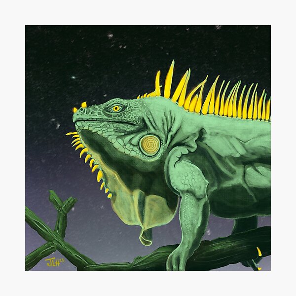 Item preview, Green Iguana Art Print, Realistic Reptile Illustration, Wildlife Nature Wall Art designed and sold by Jacob Hokanson.