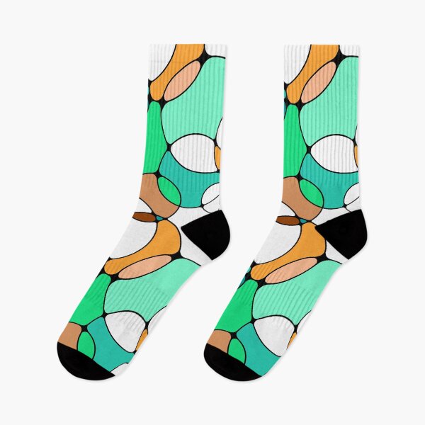 Item preview, Neurographic Joy Abstract Overlapping Shapes Green Orange Peach Brown designed and sold by thecolorbirdie.
