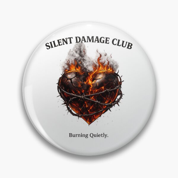 Aperçu de l'œuvre Silent Damage Club – Burning Heart Dark Gothic Art Design créée et vendue par VivaThread.