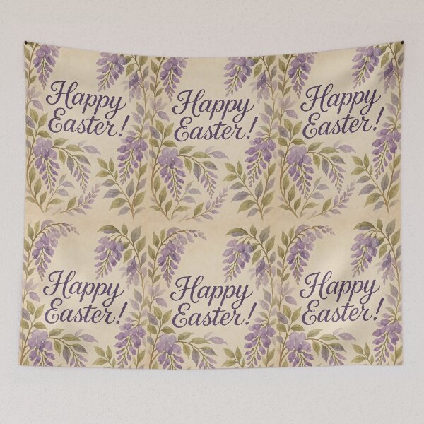 Item preview, Happy Easter – Wisteria Botanical Frame on Vintage Paper designed and sold by EmeraldeaArt.