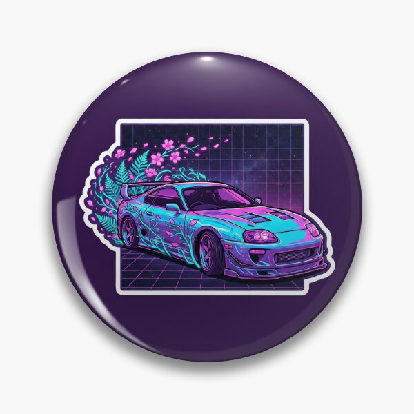 Item preview, Neon JDM Legend Floral Drift Car | Retro 90s Synthwave Aesthetic designed and sold by MarCinu Art.
