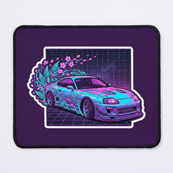 Item preview, Neon JDM Legend Floral Drift Car | Retro 90s Synthwave Aesthetic designed and sold by MarCinu Art.