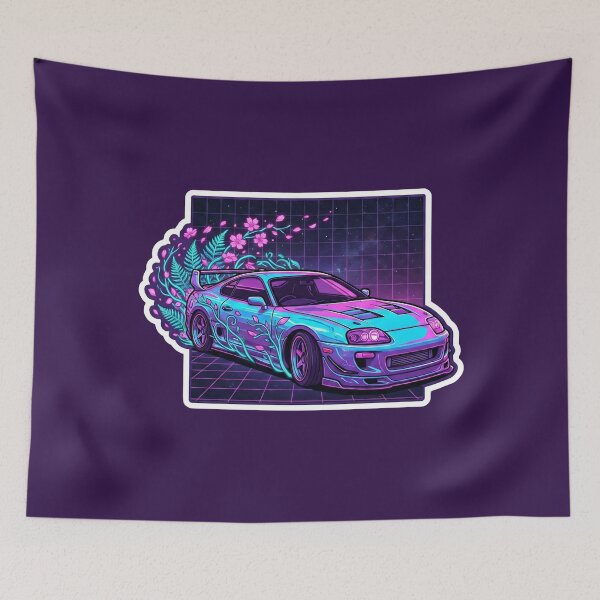 Item preview, Neon JDM Legend Floral Drift Car | Retro 90s Synthwave Aesthetic designed and sold by MarCinu Art.