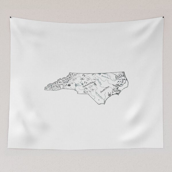 Item preview, North Carolina Illustrated Map – Hand-Drawn Rivers & Nature Adventure Sketch designed and sold by Paper Drip.
