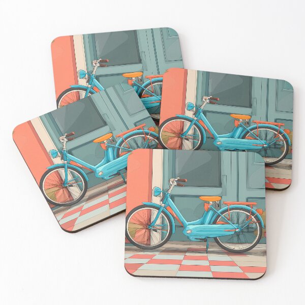 Item preview, Blue Bike Landscapes Whimsical Characters Colorful Art Design designed and sold by ART ATTACK ZONE.