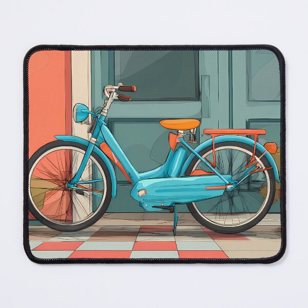 Item preview, Blue Bike Landscapes Whimsical Characters Colorful Art Design designed and sold by ART ATTACK ZONE.
