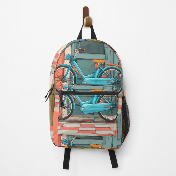 Item preview, Blue Bike Landscapes Whimsical Characters Colorful Art Design designed and sold by ART ATTACK ZONE.