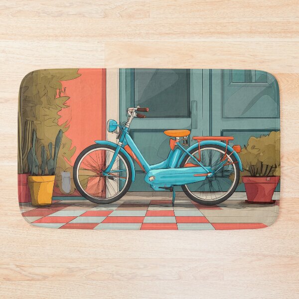 Item preview, Blue Bike Landscapes Whimsical Characters Colorful Art Design designed and sold by ART ATTACK ZONE.
