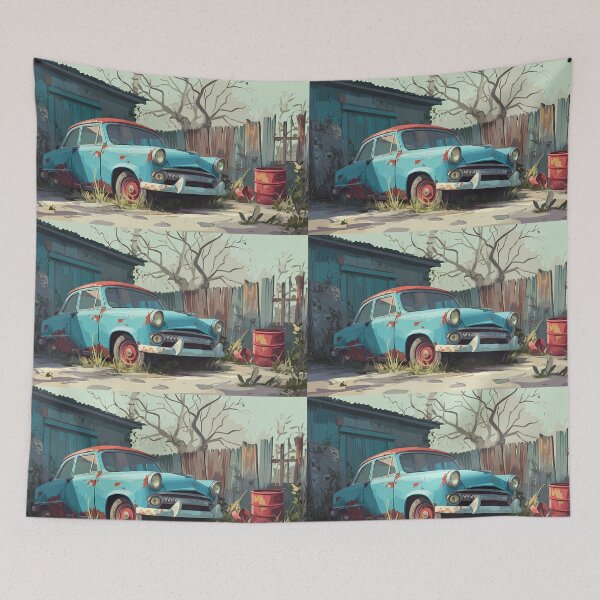 Item preview, Retro Car Landscapes Whimsical Characters Colorful Art Design designed and sold by ART ATTACK ZONE.