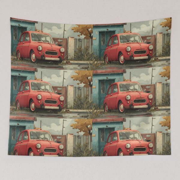Item preview, Red Car Landscapes Whimsical Characters Colorful Art Design designed and sold by ART ATTACK ZONE.
