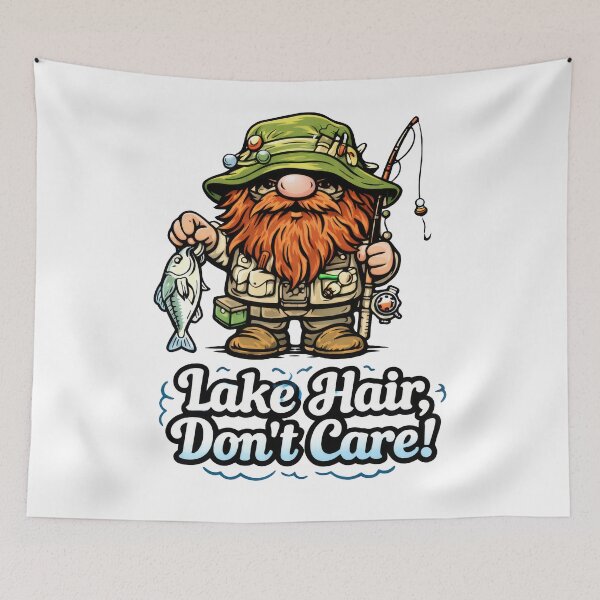 Item preview, Lake Hair, Don’t Care! Fishing Gnome Illustration designed and sold by Moriarty's Digital Visions.