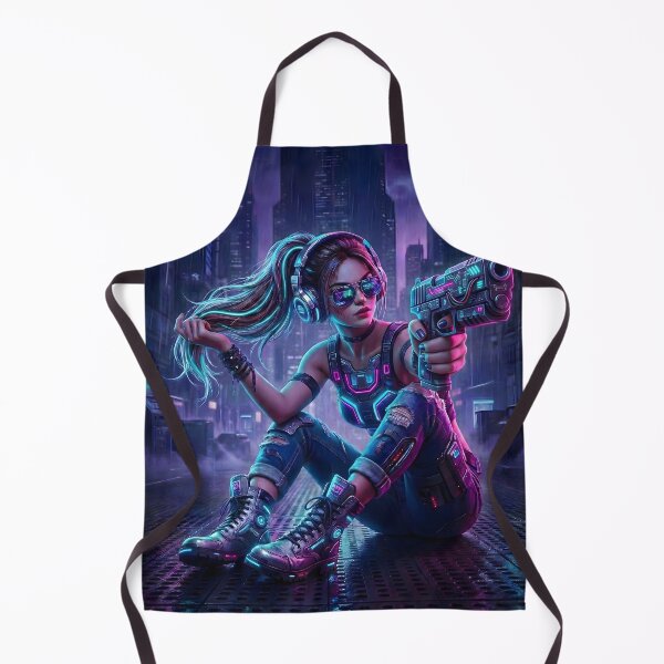 Item preview, Cyberpunk Mercenary Girl Anime Style Neon City Rain Aesthetic designed and sold by MarCinu Art.