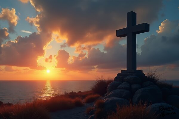 Cross at Sunset by the Sea