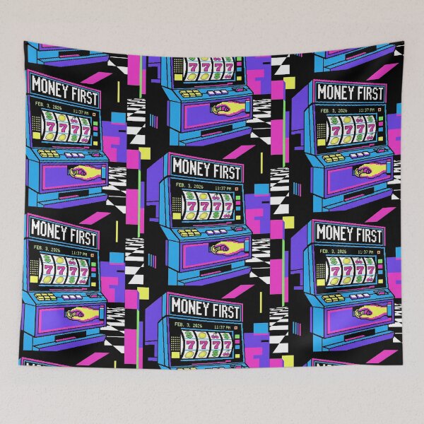 Item preview, Money First - 90s Retro Casino Slot Machine Pixel Art designed and sold by GlobalBoom.