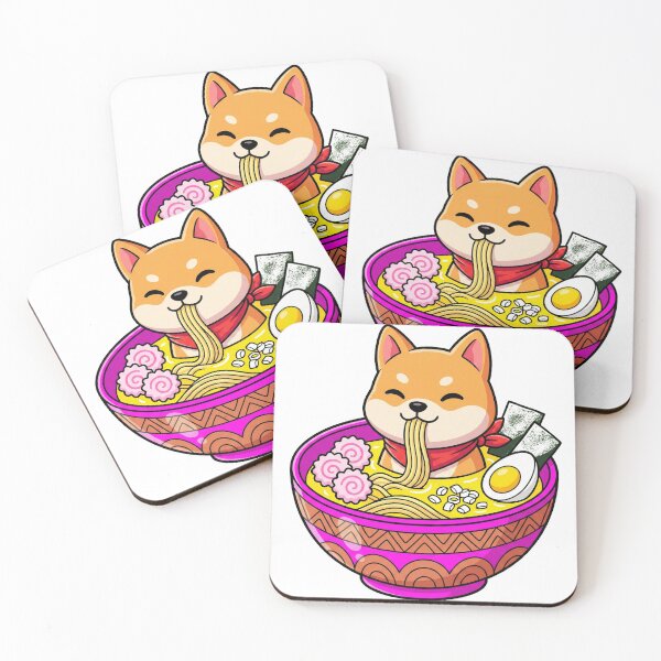 Item preview, Kawaii Shiba Inu Dog Eating Ramen Bowl designed and sold by ArtVibesX.