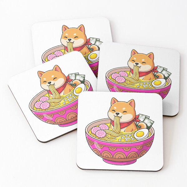 Item preview, Kawaii Shiba Inu Dog Eating Ramen Bowl designed and sold by ArtVibesX.
