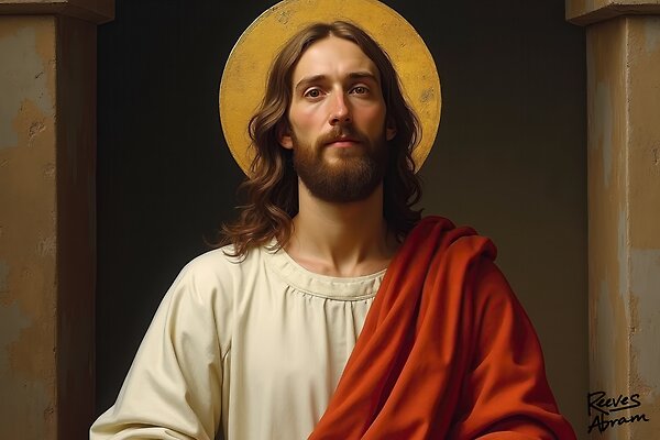 Christ at the Doorway with Golden Halo - Renaissance-Inspired Sacred Art