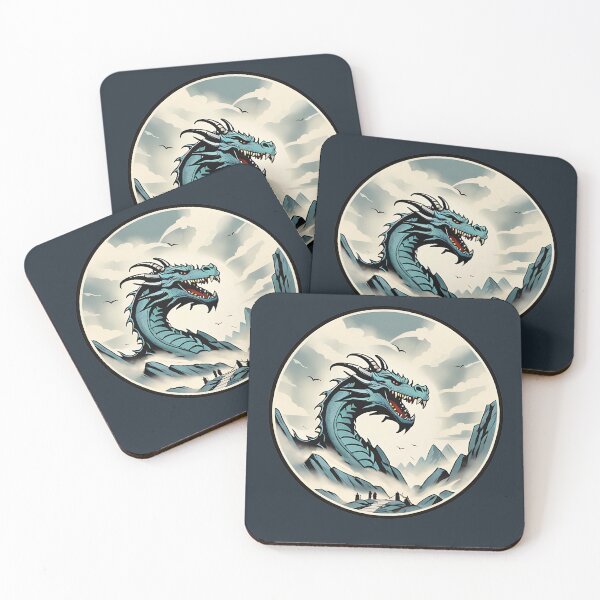 Item preview, Azure Storm Dragon Mythic Japanese Circle Vector Art designed and sold by MarCinu Art.