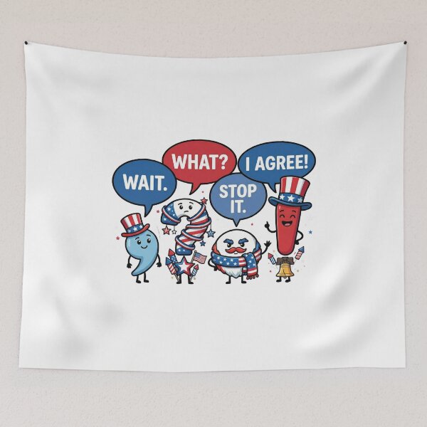 Item preview, Funny Patriotic Punctuation Dialogue Cartoon Whimsical Kawaii designed and sold by chattsuede.