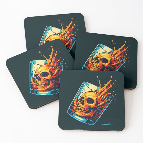 Item preview, Neon Skull Whiskey Splash Graphic Pop Art Tee designed and sold by MarCinu Art.