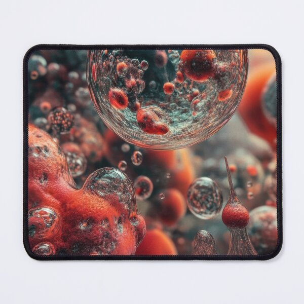 Item preview, Microscopic Drift – Red & Teal Cellular Abstract designed and sold by B-Russ-Stuff.
