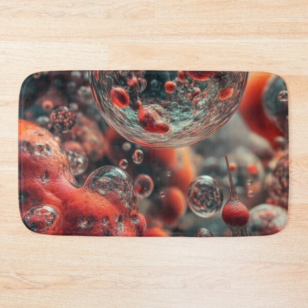 Item preview, Microscopic Drift – Red & Teal Cellular Abstract designed and sold by B-Russ-Stuff.