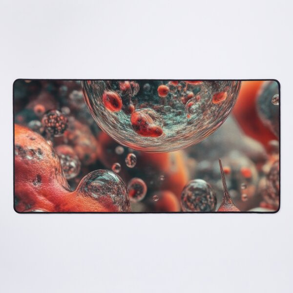 Item preview, Microscopic Drift – Red & Teal Cellular Abstract designed and sold by B-Russ-Stuff.