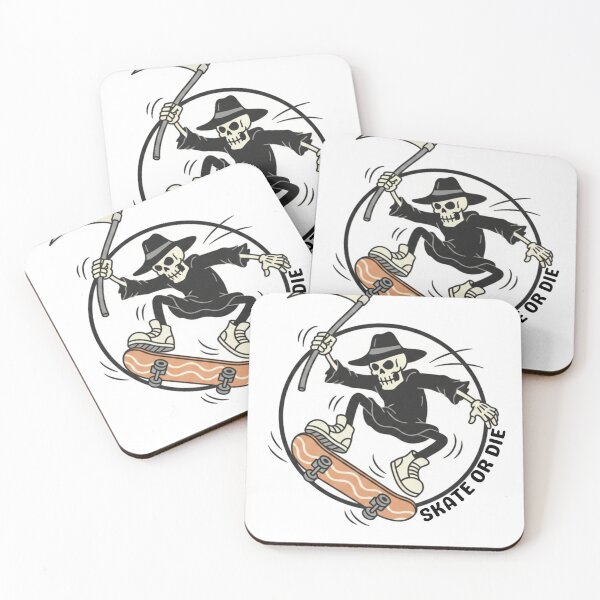 Item preview, Skate Or Die - Vintage Grim Reaper Skateboarder Mascot designed and sold by STARLIGHTS.