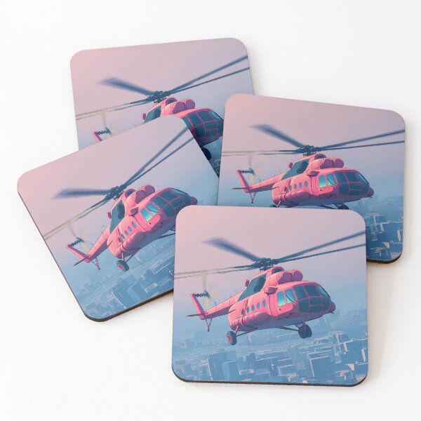 Item preview, Pink Helicopter Landscapes Whimsical Characters Colorful Art Design designed and sold by ART ATTACK ZONE.