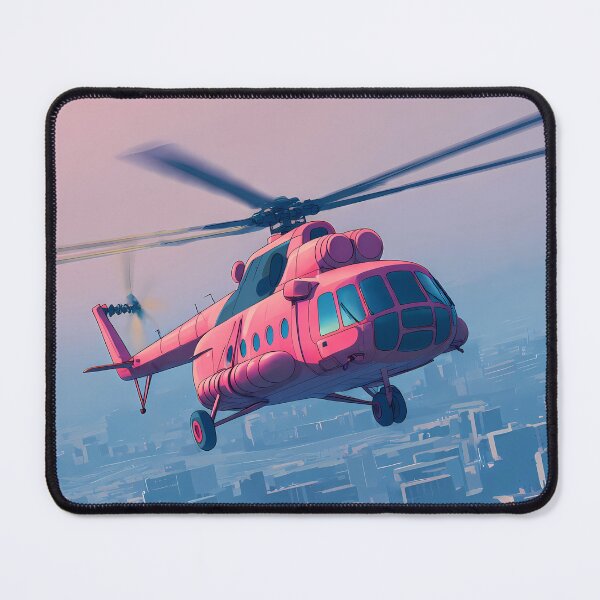 Item preview, Pink Helicopter Landscapes Whimsical Characters Colorful Art Design designed and sold by ART ATTACK ZONE.