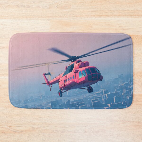 Item preview, Pink Helicopter Landscapes Whimsical Characters Colorful Art Design designed and sold by ART ATTACK ZONE.