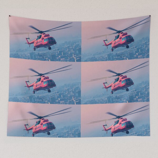 Item preview, Pink Helicopter Landscapes Whimsical Characters Colorful Art Design designed and sold by ART ATTACK ZONE.