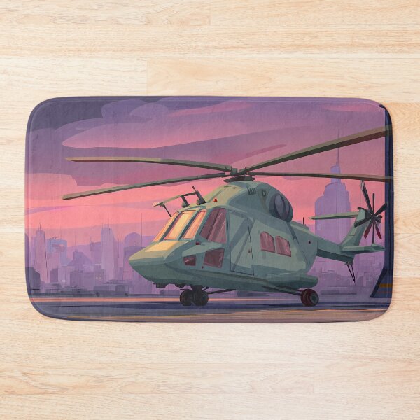Item preview, Green Helicopter Landscapes Whimsical Characters Colorful Art Design designed and sold by ART ATTACK ZONE.