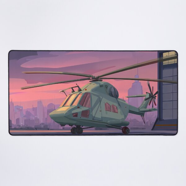 Item preview, Green Helicopter Landscapes Whimsical Characters Colorful Art Design designed and sold by ART ATTACK ZONE.