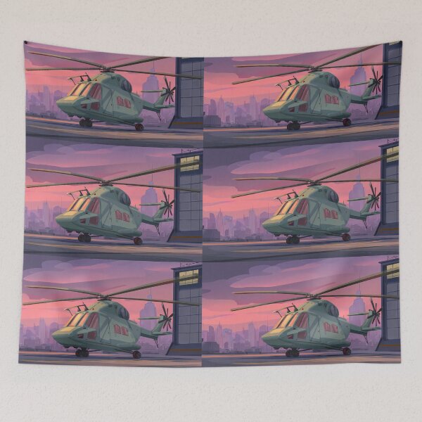 Item preview, Green Helicopter Landscapes Whimsical Characters Colorful Art Design designed and sold by ART ATTACK ZONE.