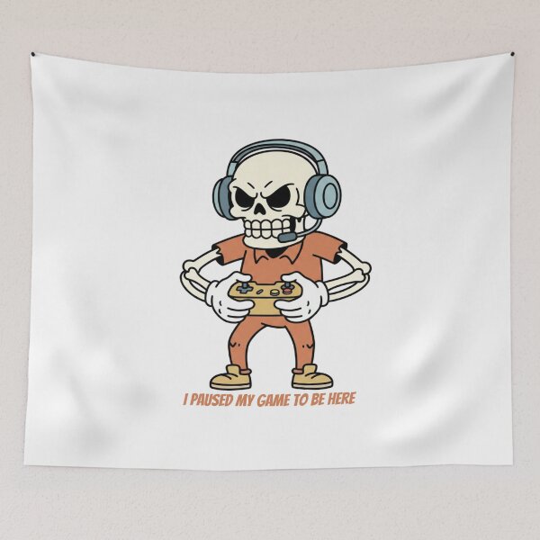 Item preview, I Paused My Game To Be Here - Vintage Skeleton Gamer Mascot designed and sold by STARLIGHTS.