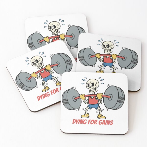 Item preview, Dying For Gains - Funny Vintage Skeleton Gym Workout Mascot designed and sold by STARLIGHTS.
