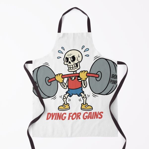 Item preview, Dying For Gains - Funny Vintage Skeleton Gym Workout Mascot designed and sold by STARLIGHTS.