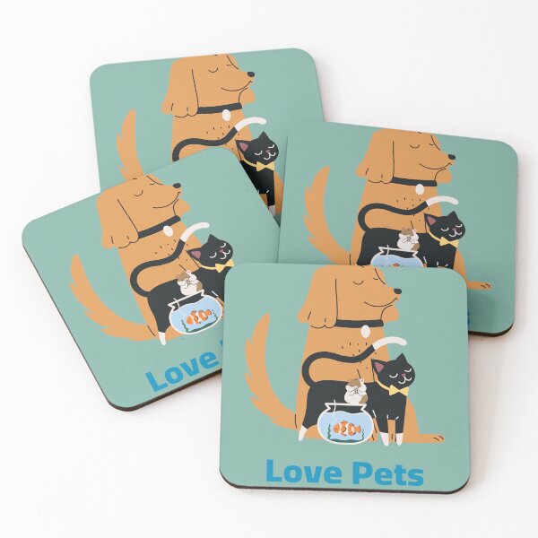 Item preview, Cute Aesthetic Love Pets Design - Dog, Cat, and Fish Illustration. designed and sold by PhantomArtStore.