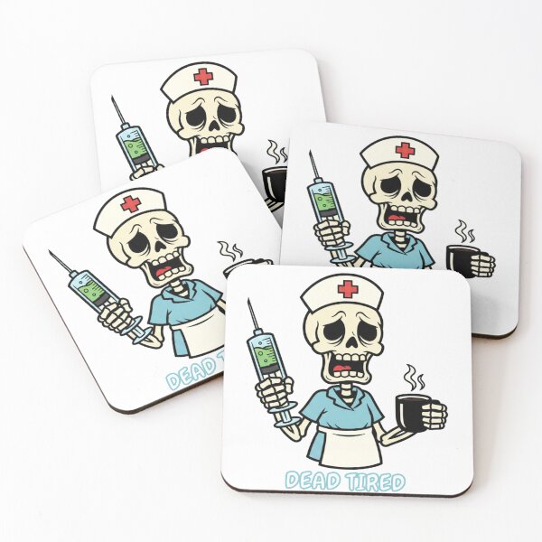 Item preview, Dead Tired - Funny Nurse Skeleton Drinking Coffee designed and sold by STARLIGHTS.