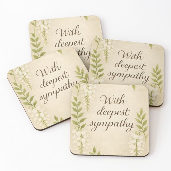 Item preview, With Deepest Sympathy – White Wisteria Botanical Frame on Vintage Paper designed and sold by EmeraldeaArt.