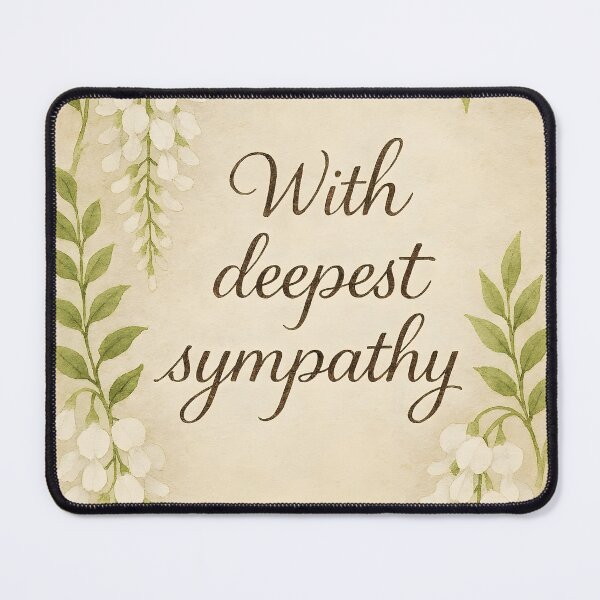 Item preview, With Deepest Sympathy – White Wisteria Botanical Frame on Vintage Paper designed and sold by EmeraldeaArt.
