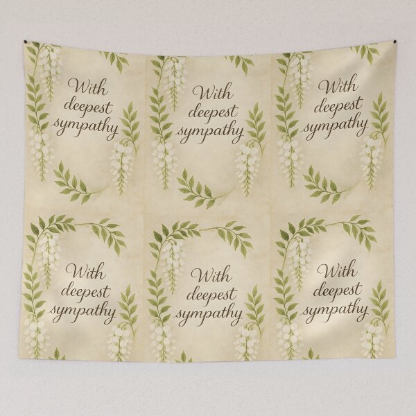 Item preview, With Deepest Sympathy – White Wisteria Botanical Frame on Vintage Paper designed and sold by EmeraldeaArt.